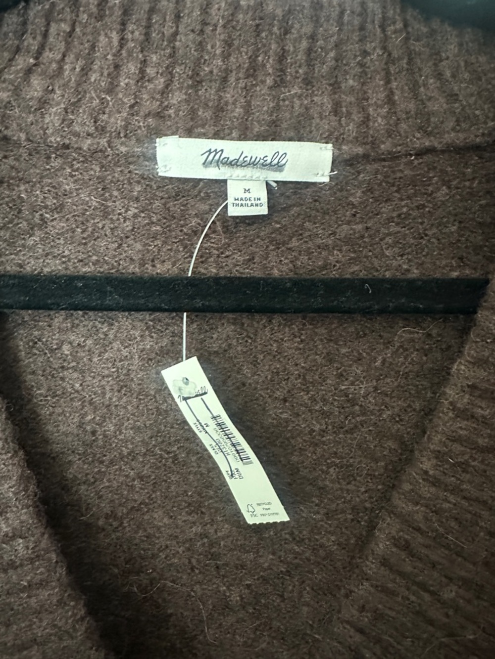 Madewell Dark Brown V‑Neck Button Cardigan Wool Alpaca Blend Sweater - Picture 6 of 9